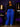 Lady Q’s Corner electric blue high-waisted cargo pants with side pockets and drawstring waist worn by a model
