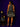 Lady Q’s Corner halter neck mini dress with polka dot bodice and ornate gold-tone pleated skirt, back view