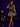 Lady Q’s Corner halter neck mini dress with a polka-dot bodice and pleated gold-patterned skirt on a model